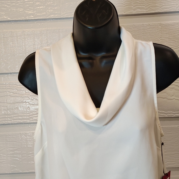 Vince Camuto Women's XS  Cowl Neck Luxe Crepe De China Blouse White Career Wear - Picture 3 of 8